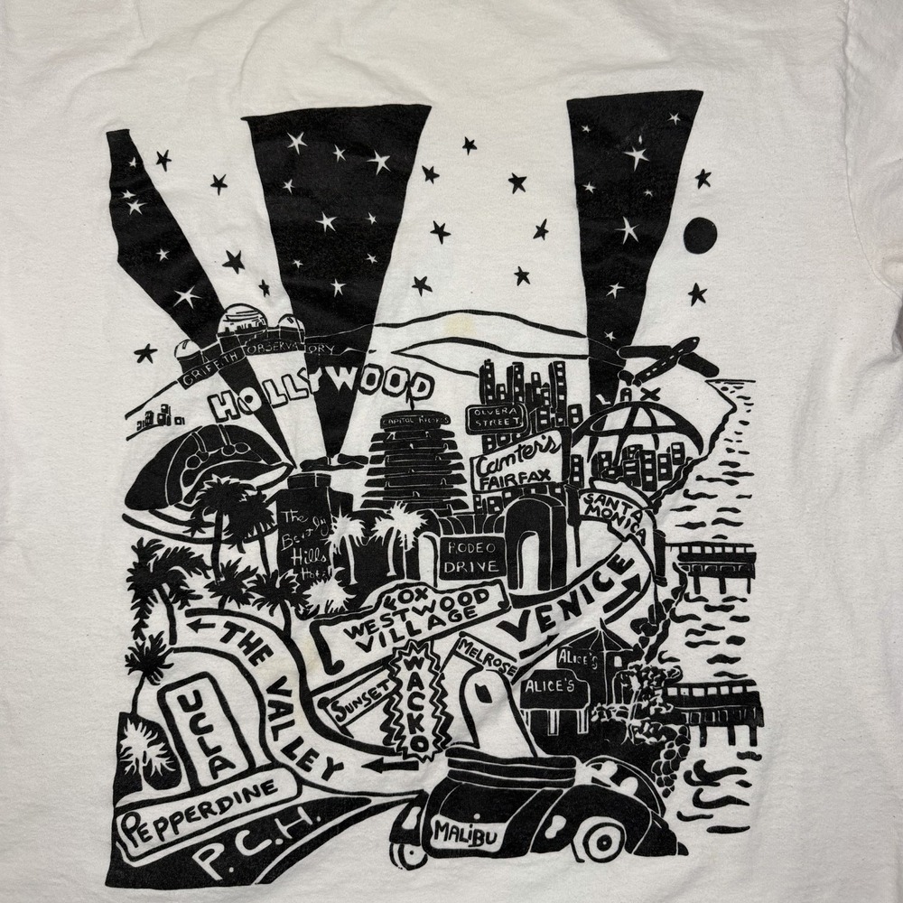 Vintage 90s Los Angeles LA Hollywood Map AOP Shirt L White Delta USA - Picture 2 of 6